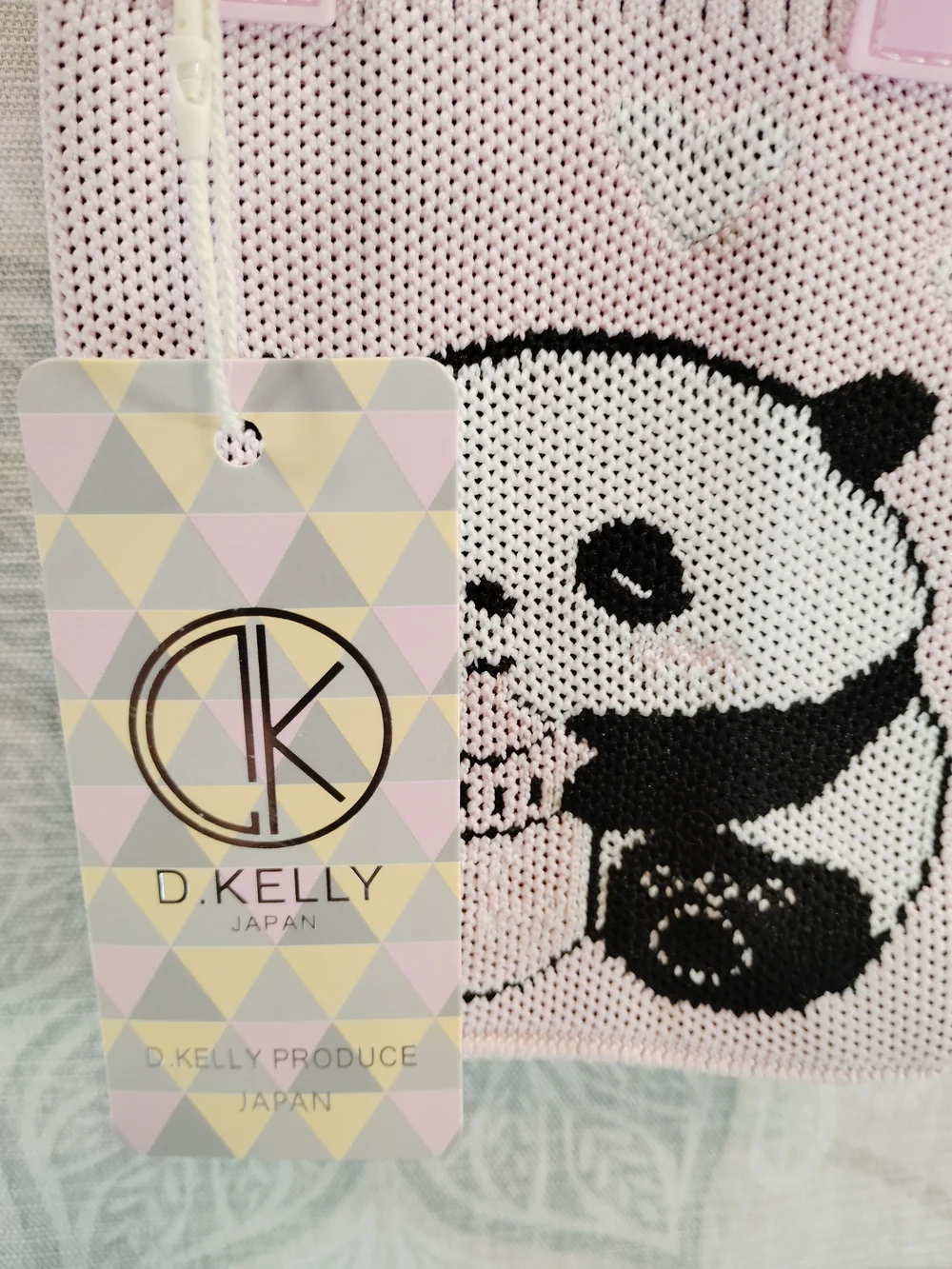 D Kelly Pink Panda Knit Crossbody Bag with Top Handles